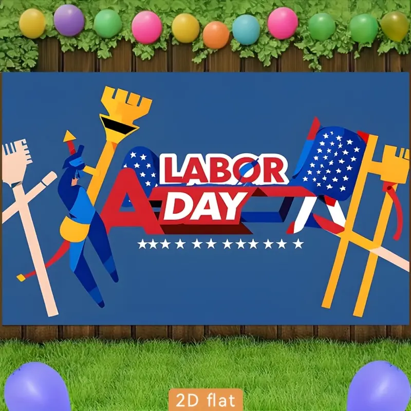 Happy Labor Day Wall Tapestry, Polyester Celebration Banner for Office, Home, Garden, Community Events and Party Decor