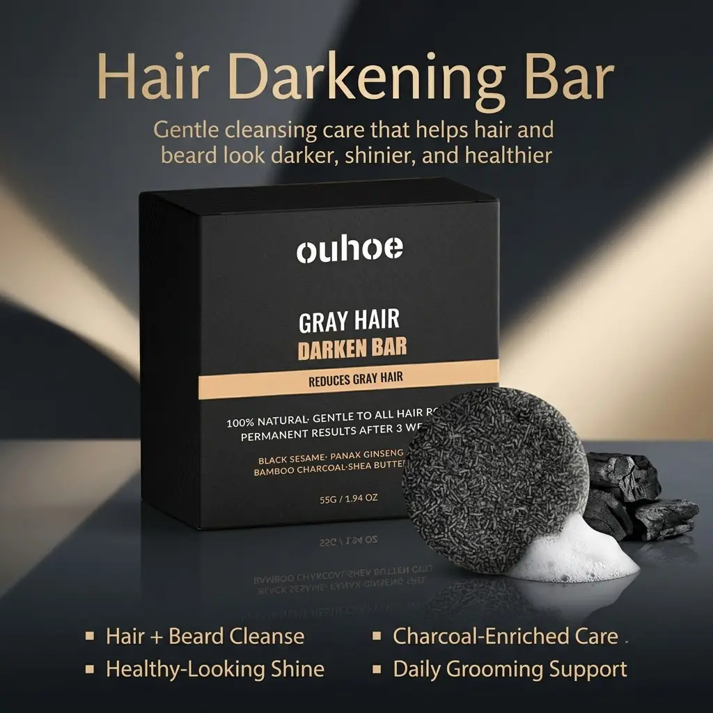 Hair & Beard Cleansing Bar with Glycerin, Solid Shampoo Soap for Daily Hair, Scalp and Beard Cleansing, Moisturizing Care for Softer, Smoother, Shinier and Healthy-Looking Hair