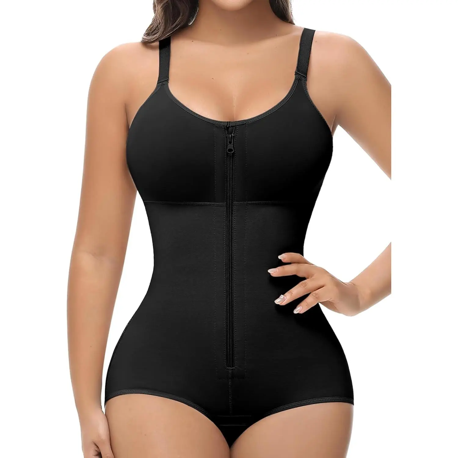 Fajas Colombianas Moldeadoras Body Shaper Post Surgery Compression Garment Shapewear Tummy Control with Zipper
