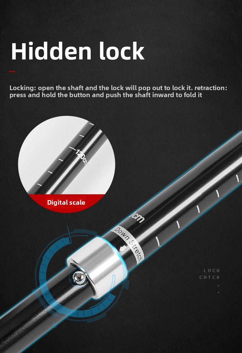 Aluminum alloy folding trekking pole, ultra-light and ultra-short, telescopic outdoor walking stick for hiking and climbing, 5-section walking pole