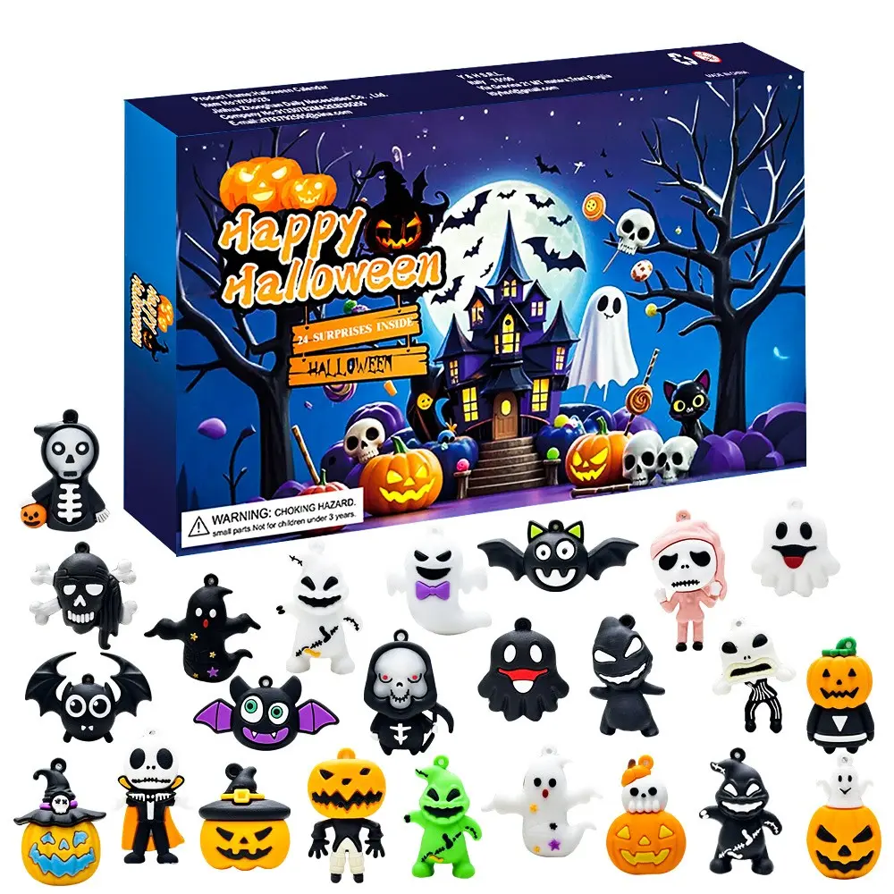 1 Set Halloween Advent Calendar Keychain Blind Box, 24-Day Countdown Surprise Gift Box, Pumpkin & Ghost Pendants, Party Surprise Gifts