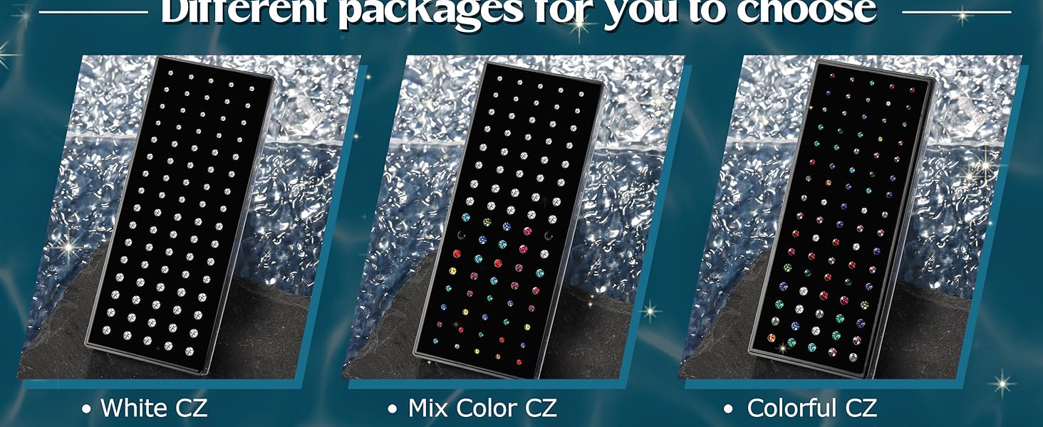 LOLIAS 80-160Pcs Nose Rings Studs for Women Men - Straight or L Shaped Surgical Stainless Steel Small Nose Studs Pin - Hypoallergenic 20G 22G Tiny Nose Piercing Jewelry 1.5/2/2.5/3 mm CZ