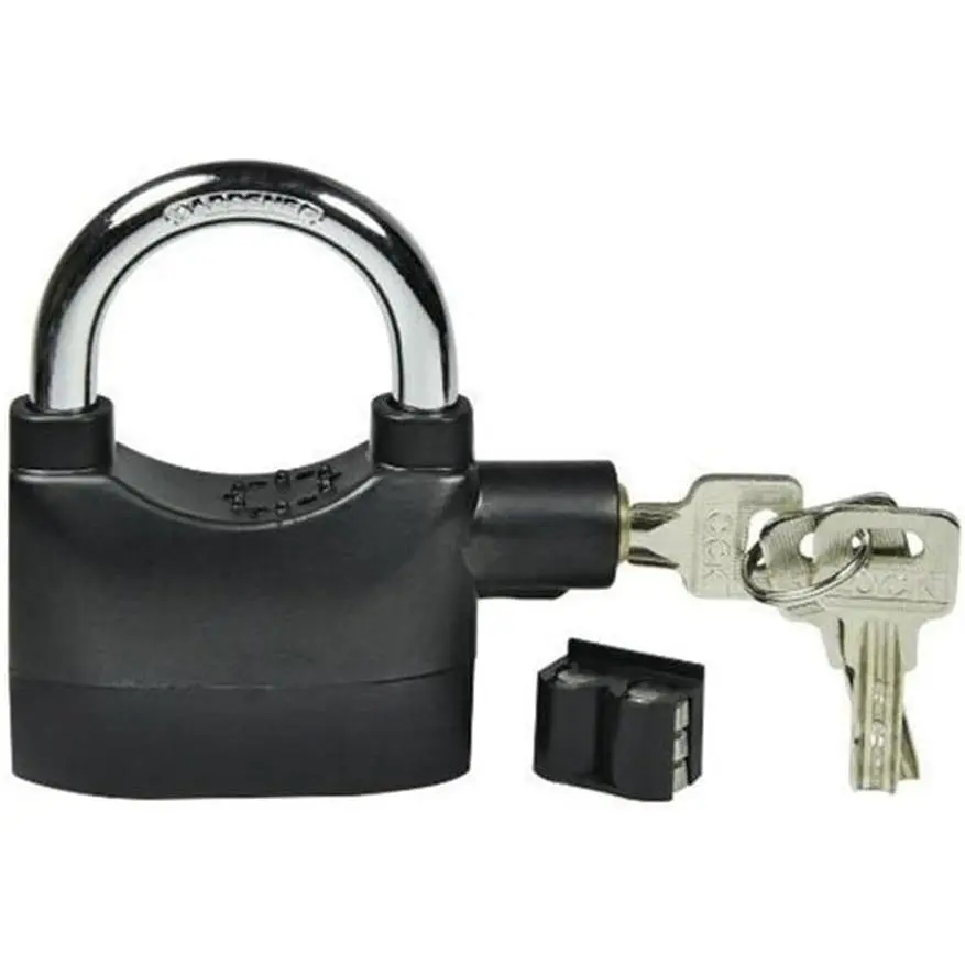 Alarm Padlock Anti-Theft Lock with 110Db Loud Siren Shackle Rustproof Security Lock for Doors Motorcycles Bicycles