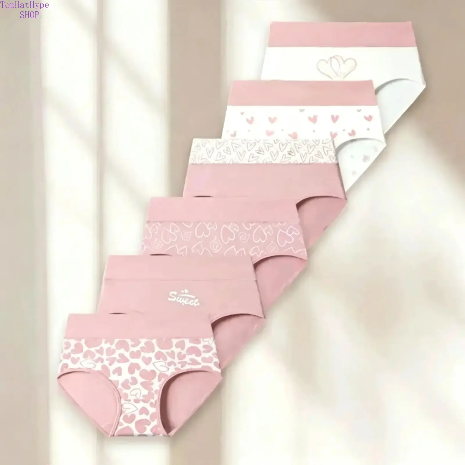 Women's 6-Pcs Cotton Lingerie, High-Waist Printed Briefs with Tummy Control, Comfy Breathable Fabric Underwear for Everyday & Postpartum Wear, Stretchy