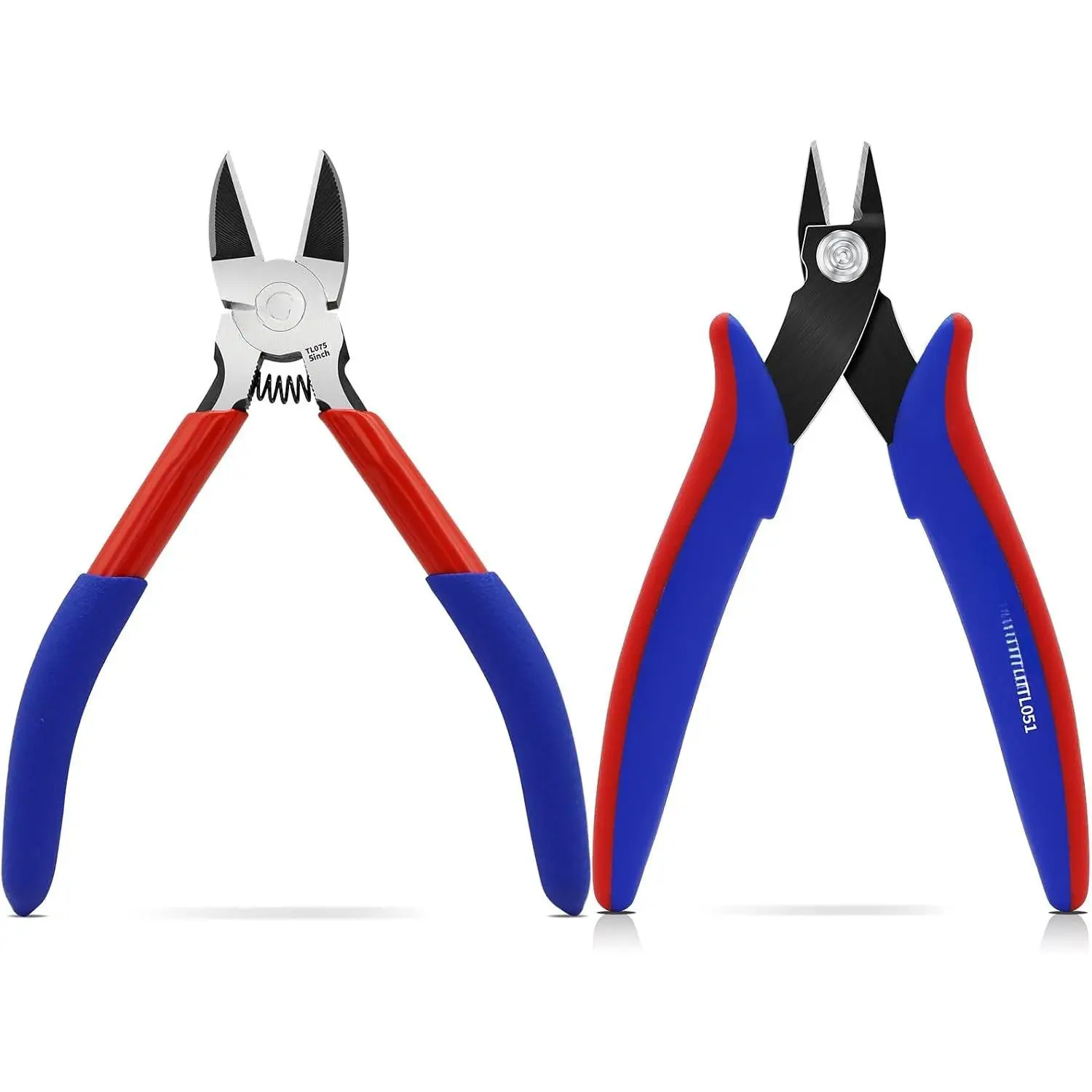 2 Pack Wire Cutters and  Flush  Set, 5 Inch Side Cutters & Precision Flush Cutters Pliers, Spring  Flush Cut Pliers for Electronics  Making Crafting