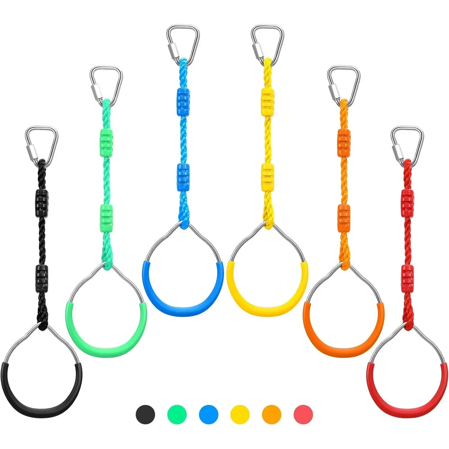 Multi-Color Ninja Rings Gymnastic Rings Backyard Playground Training Equipment for Kids & Adults, Swing Bar for Ninja Warrior Obstacle Course Kits