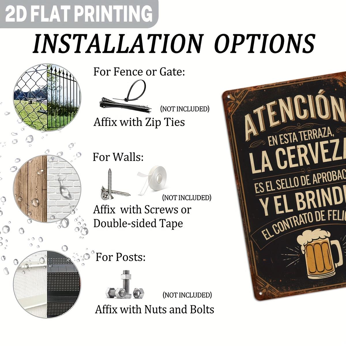 Spanish Phrase "On This Terrace" Metal Sign – Vintage Humorous Beer Approval Seal & Toast Agreement Wall Decor – Retro Iron Bar Sign for Kitchen, Cave, Patio – Spanish Language Gift for Home & Outdoor – 2D Flat, 1pc