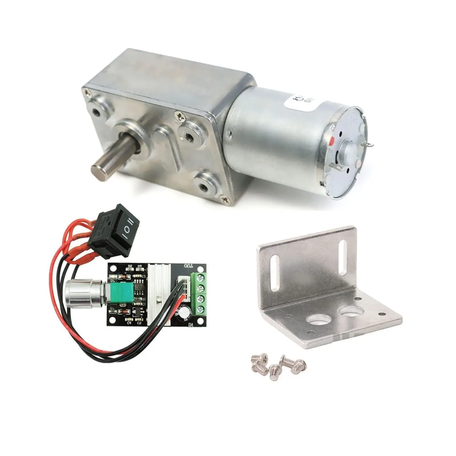 Gy370 Dc 12V Reduction Motor, Bracket, Speed Controller, Metal Gear Worm Turbo, Non-Rechargeable Battery, Model Jgy-370