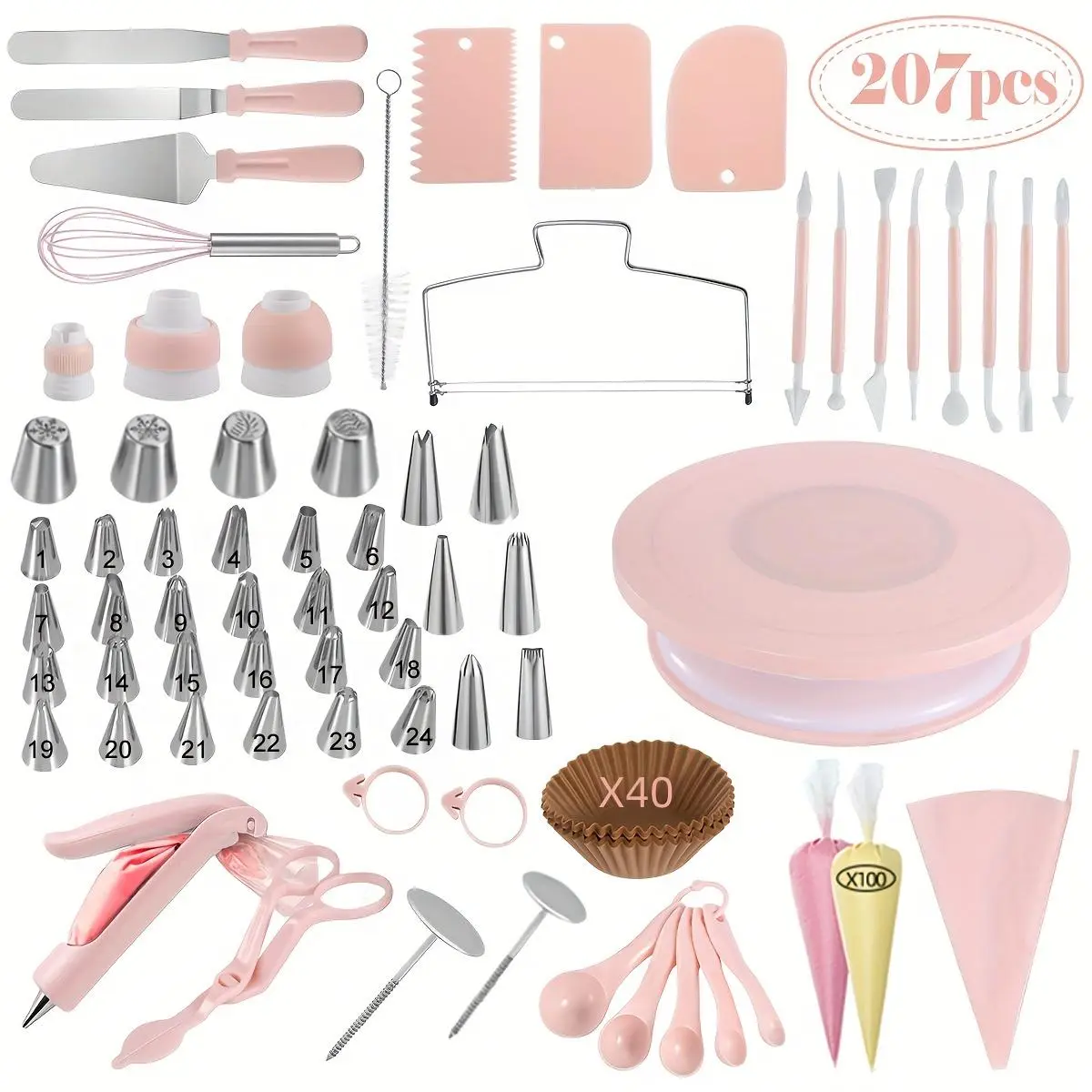 Cake Decorating Tool Set, 36/69/109/207 Pcs Pastry Decorative Kit, Cream Cake Decoration Pastry Kit, Baking Accessories and Pastry Tools, Cake Decorating Supplies for Bakers #GLOBAL PICKS