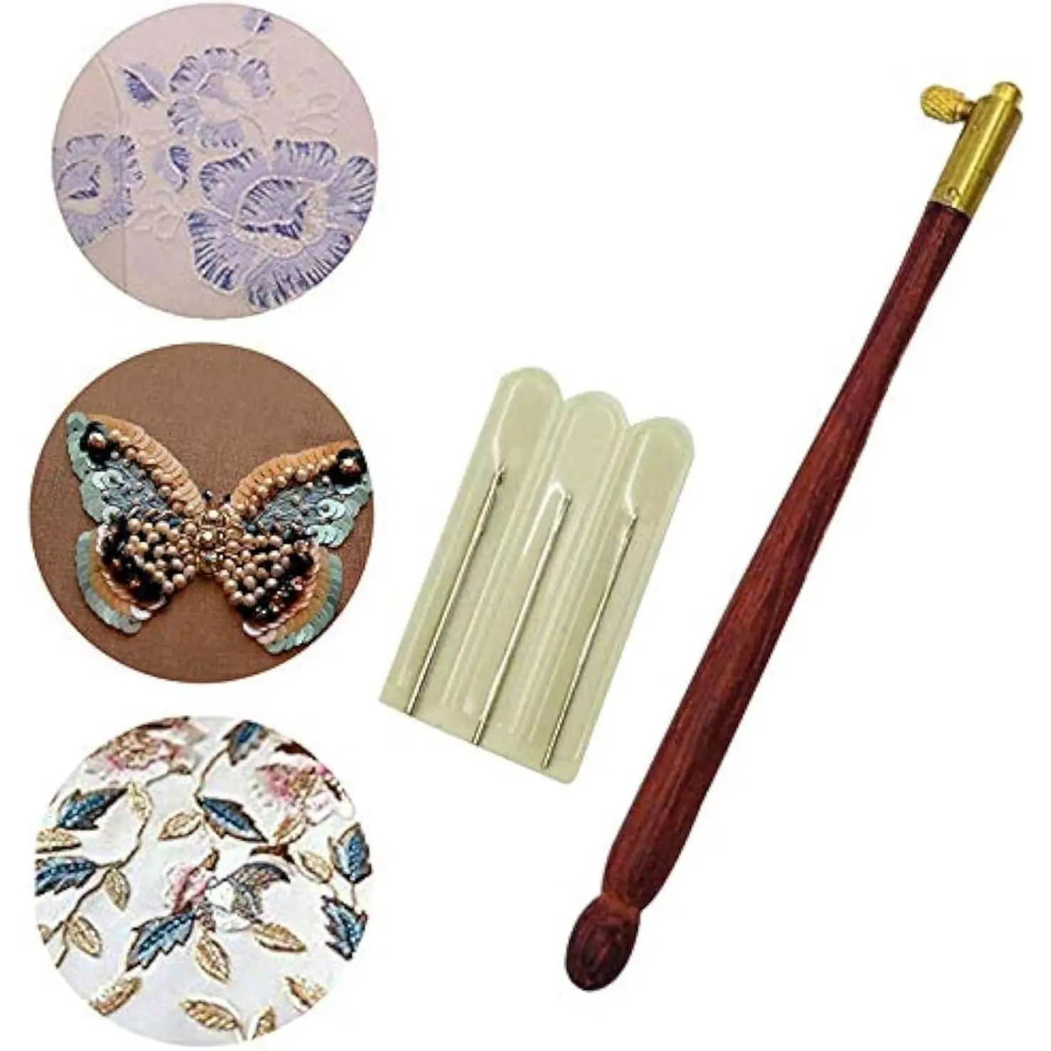 Tambour Embroidery Hook Set with 3 Needles 70/100/120, Beading Crochet Tools Kit for Handmade Craft EnthusiastsGift