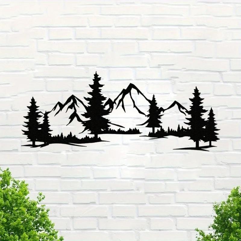 Mountain & Tree Pattern Wall Art, Rustic Forest & Mountain Wall Decor, Artistic Nature Wall Decor for Home Living Room Bedroom Farmhouse, Gift