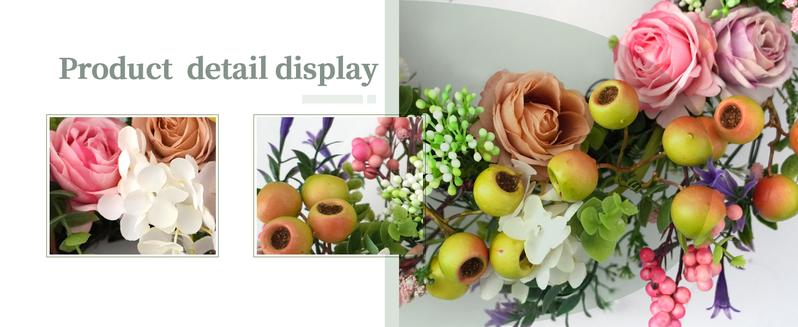 Bibelot Spring Summer Wreath for Front Door, 18 inch Artificial Berries and Colorful Flower Wreath with Welcome Sign, Spring/Summer Greenery Wreath for Front Door Wall Window Festival Decor