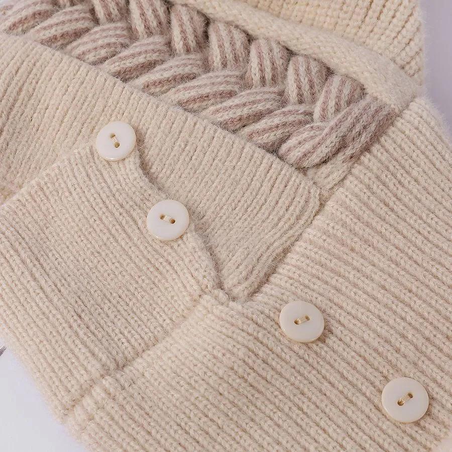 New Style Female Pompoms Winter Hats Plush Fur Lined Keep Warm Winter Hat Women Windproof Coldproof Thicken Balaclava Cap