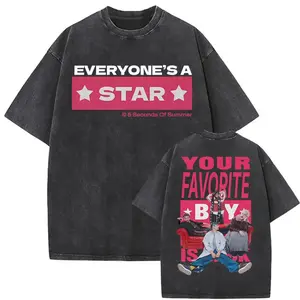 5 Seconds of Summer 2026 World Tour Graphic Tee, Vintage Washed Oversized Streetwear T-Shirt, Y2K Cotton Summer Shirt Gift