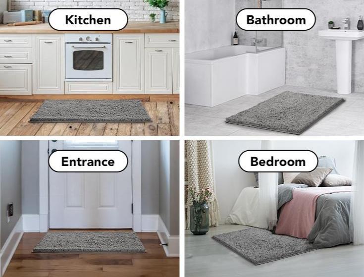 Deconovo Soft Shaggy Bath Rug - Non-Slip, Absorbent, Plush Mat | Machine-Washable, Pet-Friendly Mat for Bathroom, Tub, Shower