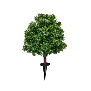 1Pc/2Pcs Artificial Boxwood Ball Bush Tree with Spike. Easy to Push in The Ground.Plant Looks Great in a Planter Anywhere. Indoor/Outdoor Decor