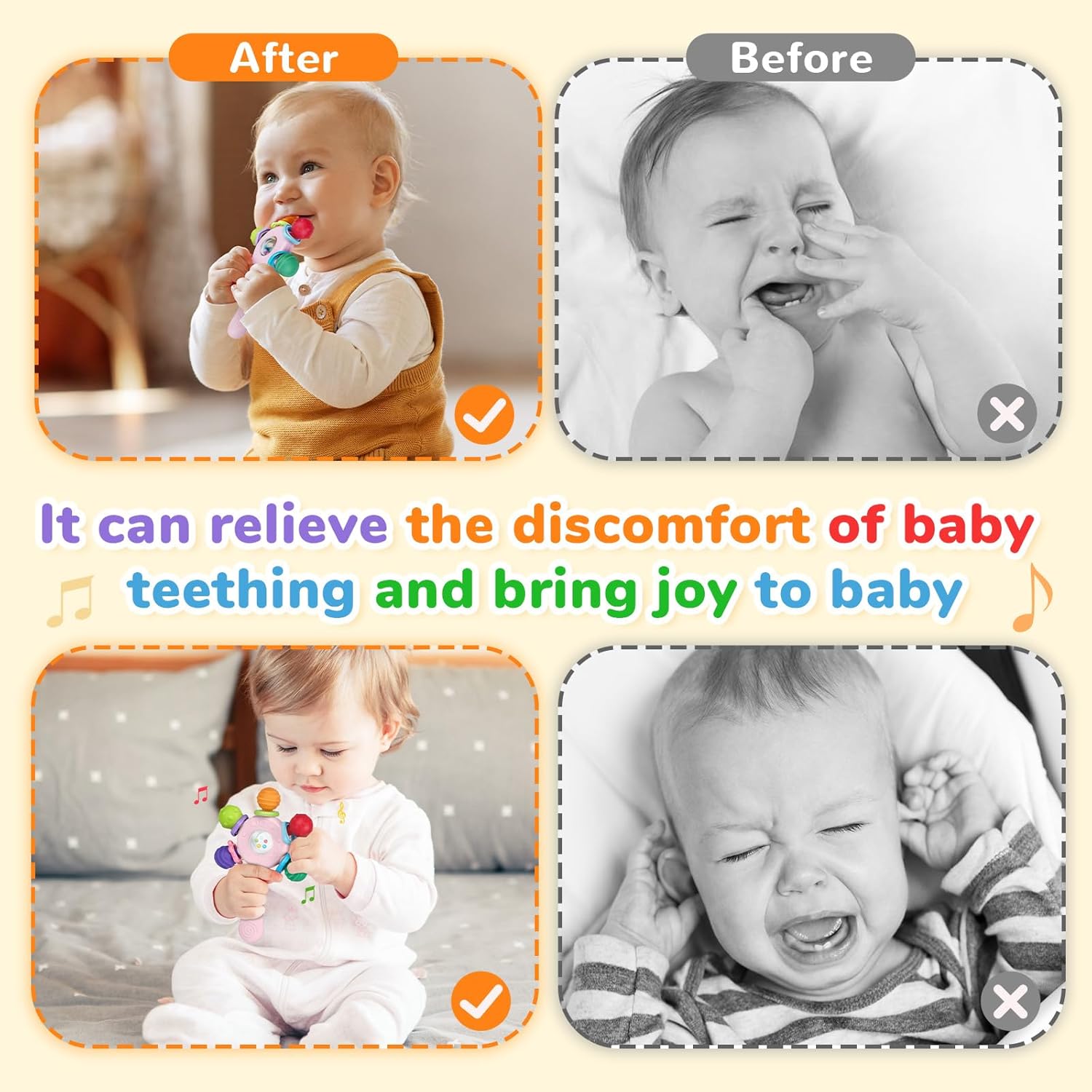 Baby Teether Rattle Toy, Baby Teething and Sensory Toy for Early Education and Motor Skills Training, Birthday Gift for Boys and Girls #GLOBAL PICKS