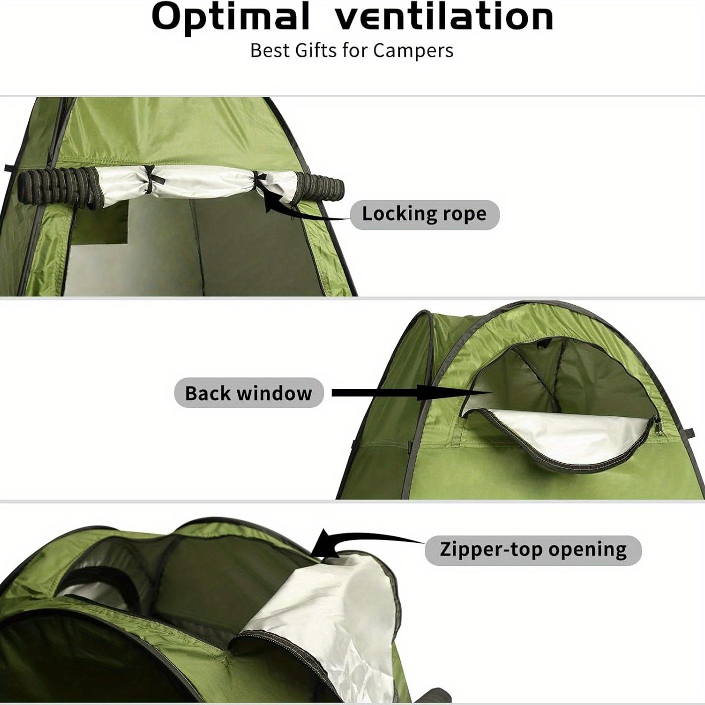 Pop-up privacy tent, extra-large portable model, suitable for RV camping trips, portable instant-open camping tent with storage bag, oval tent suitable for camping, travel, home, beach, green zipper closure, dual-use for indoor and outdoor