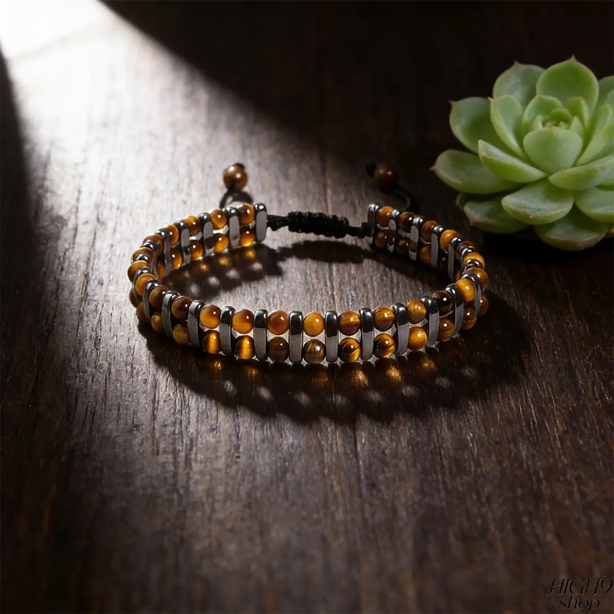 2026 Double Row Natural Stone Woven Bracelet, Handmade Beaded Wristband With Tiger Eye & Hematite, Adjustable Boho Fashion Gemstone Jewelry For Men Daily Casual Outfit Matching