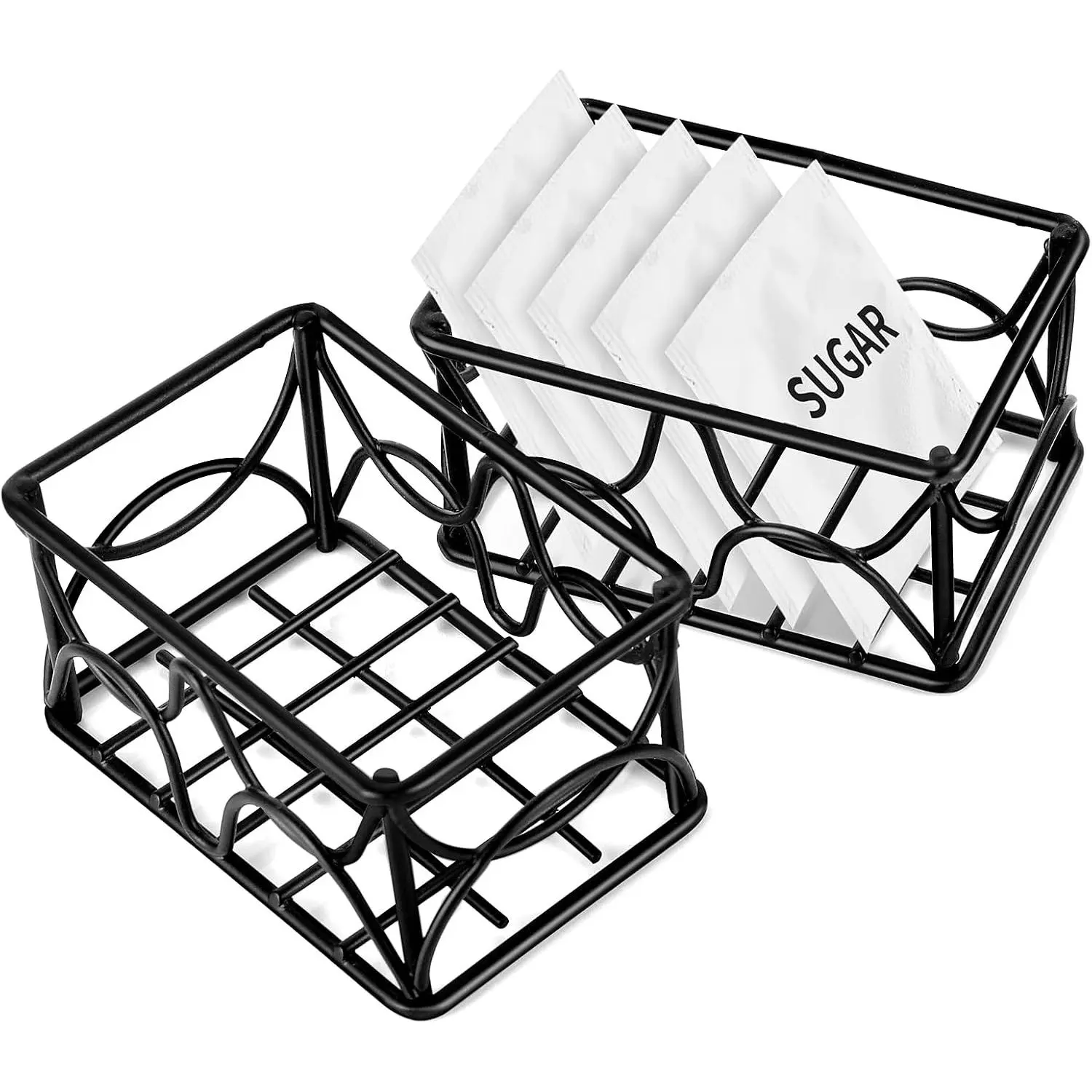 2 count Black Metal Sugar Packet Holder  Bag Organizer Sugar  Holder Small Sugar Container Coffee Creamer Holder  Bag  Holder for Coffee Bar Kitchen