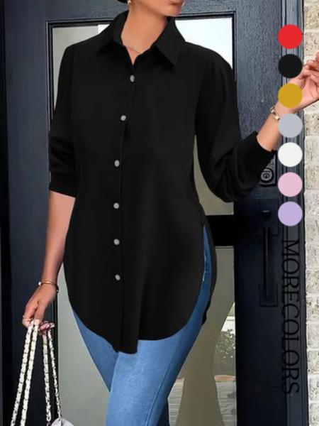 Elegant Fashion Women's Long Sleeve Shirt, Fitted Outer Shell, Moderate Fabric Thickness, Casual Style, Spring & Fall Wear