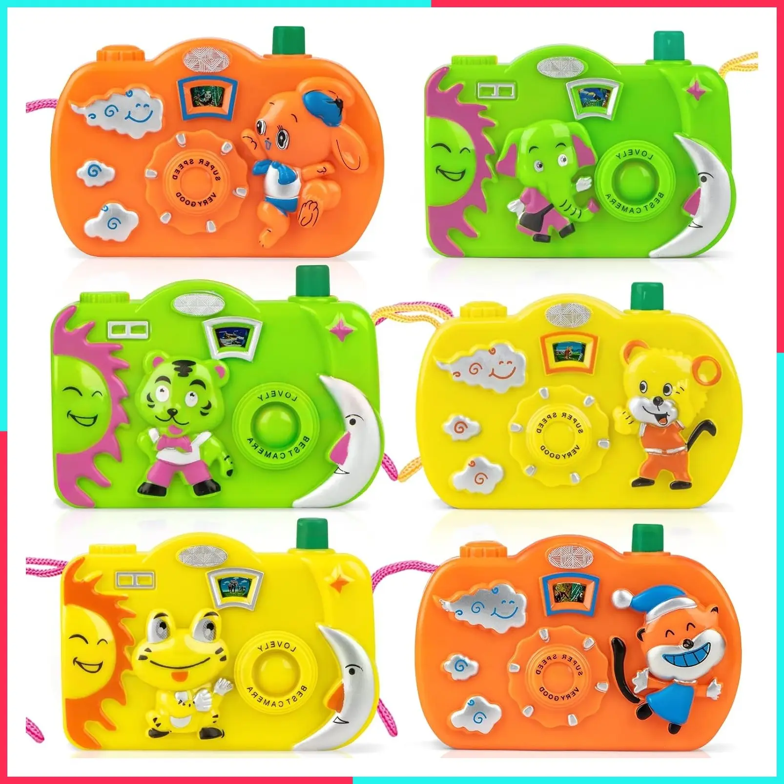 18Pcs Kids Toy Camera Set, 3 Colors & 6 Animal Patterns Viewfinder Camera Bulk for Kids Toddlers Birthday Party Favors Goodie Bag Fillers Return Gifts Pretend Play Props Ages 1-3 3-5 Years