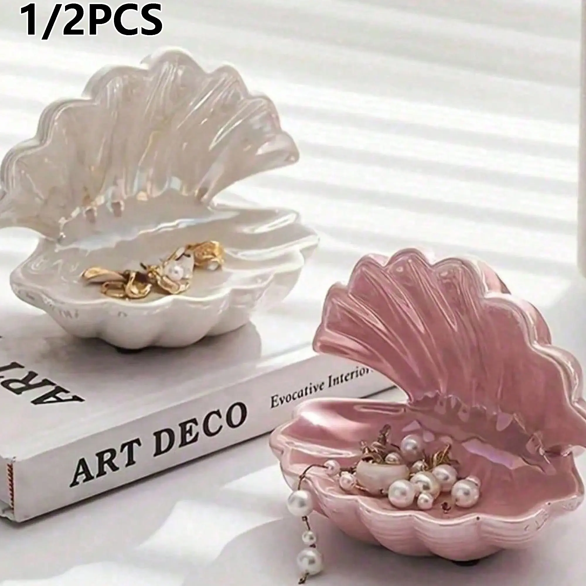 Shell Jewelry Tray, Artistic Decorative Style, Multi-Functional Half-Circle Key and Jewelry Organizer, Home Decoration, Gift for Mother/friend