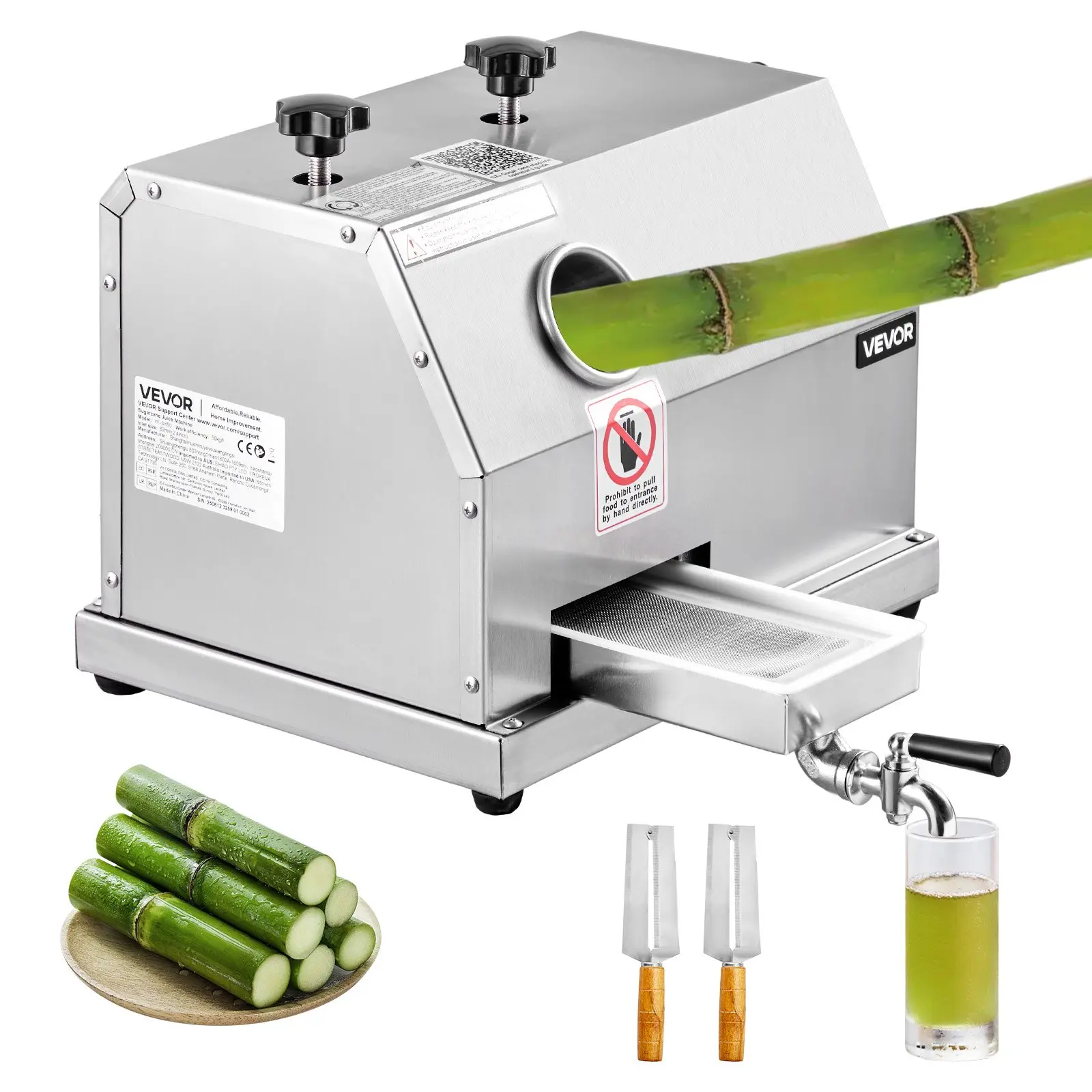 【DealsForYouDays】VEVOR Commercial Sugar Cane Juicer, 110LBS/H High Output Sugarcane Juicer Machine with 3 Stainless Steel Rollers, 2.4" Large Inlet, Manual Sugar Cane Press Juice Extractor Squeezer for Home/Commercial