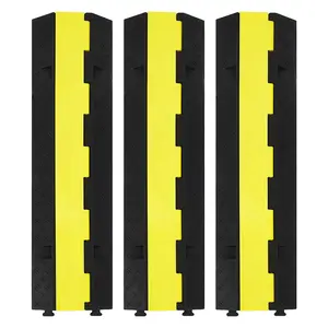 3 Pack with 2 Channel Rubber Cable Protecto- Anti-Slip Rubber Mat, Pressure-Resistant Duct, Easy Installation Cable Cover, Water-Resistant Cable Duct, and Noise Reduction Cable
