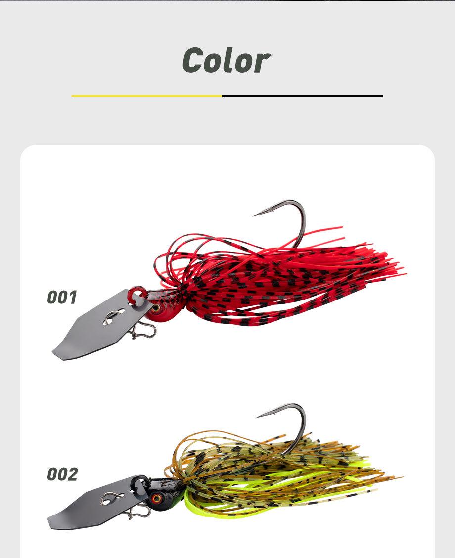 5pcs,Bladed Jig Fishing Lures Kit,Silicone Skirted Jig Head with Sharp Hooks,3D Eyes Bass Lures for Freshwater Saltwater,Durable Fishing Tackle