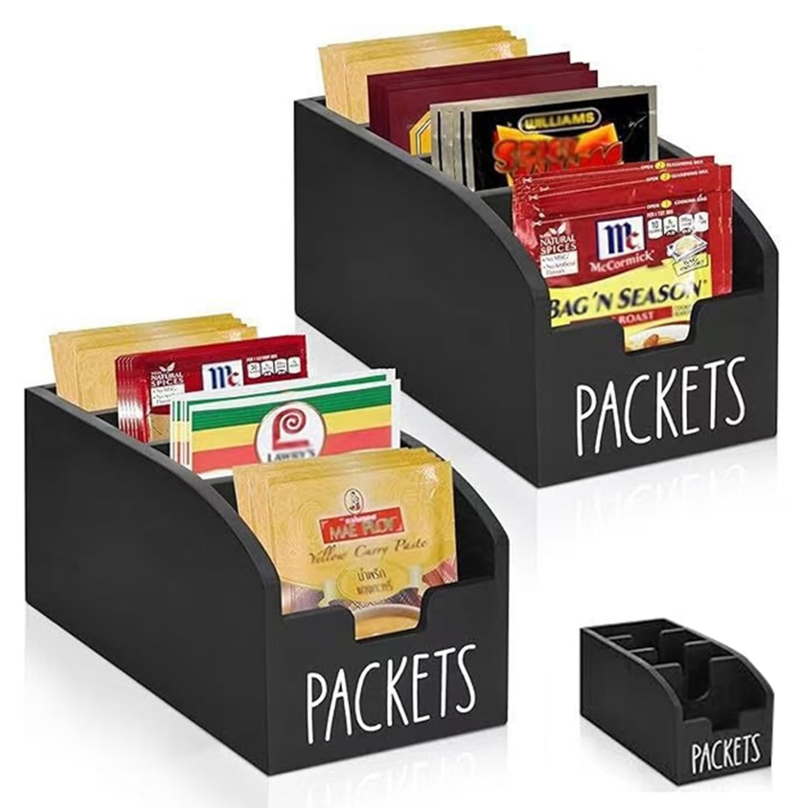 Wooden Spice Pack Storage Box, 1 Count Multi-grid Kitchen Storage Box, Snack & Seasoning Pack Storage Organizer, Home Organizer for Kitchen, Kitchen Organizers