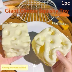 Giant Cheese Pressure Sensory Toy, Squishy Sensory Play, Ultra Soft Slow Rebound Squeeze Toy, Stress Relief Tool for Adults and Kids, Realistic Cheese Block Texture