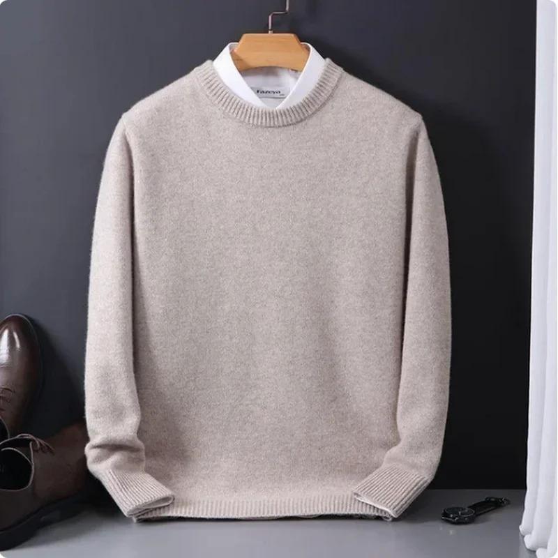 2026 Cashmere Sweater O-neck Pullovers Men's Loose Oversized M-3XL Knitted Bottom Shirt Autumn Winter New Korean Casual Men
