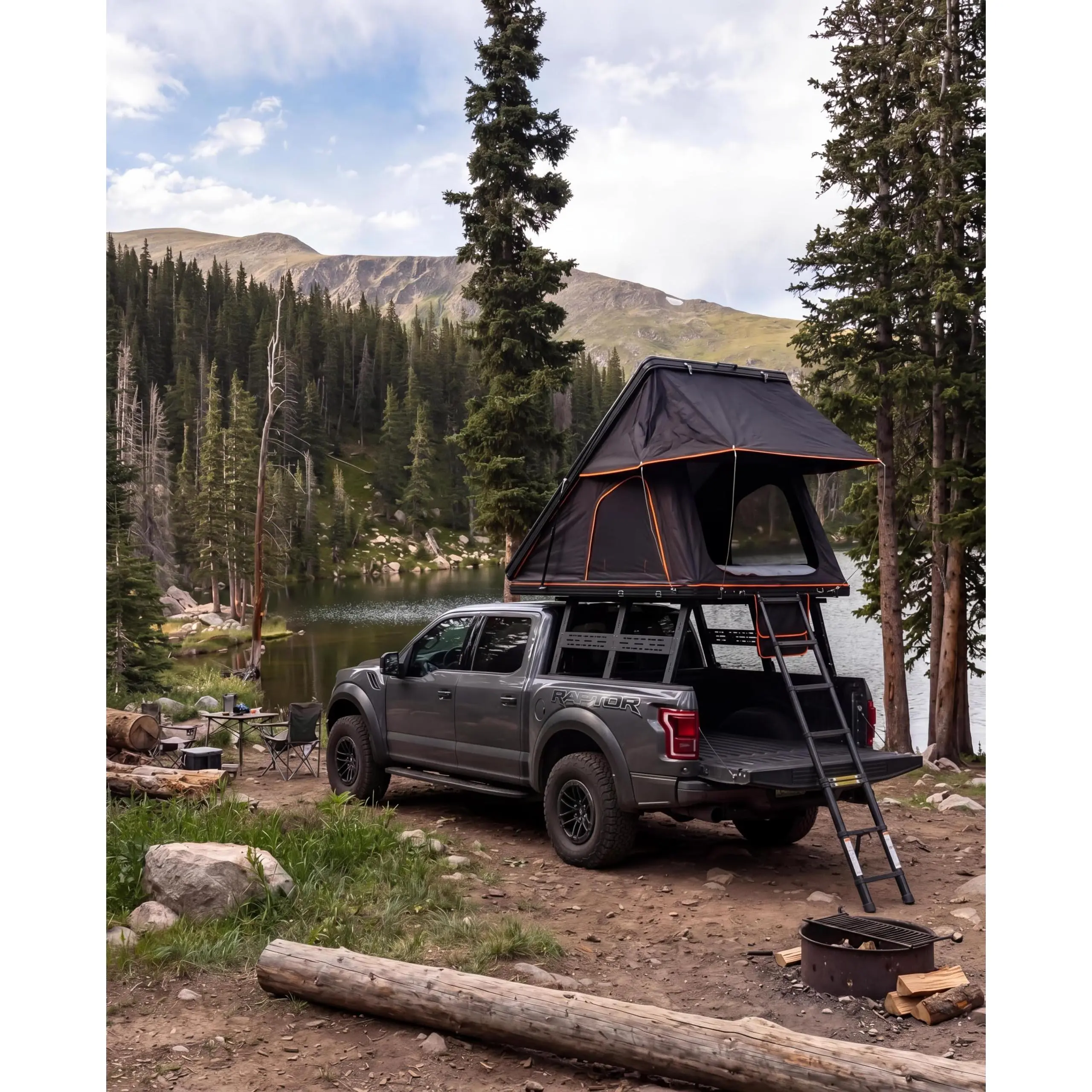 Aluminum Hardshell Rooftop Tent - 84"x52" Low-Profile Pop-Up Tent with Compact Setup, Durable Design, Gray & Black for Outdoor Adventures (Automotive & Transportation Storage)