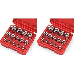 SEDY 14-Piece E-TORX Set - Female Torx Set, Star, External Torx, E4 E5 E6 E7 E8 E10 E11 E12 E14 E16 E18 E20 E22 E24 (Pack of 2)