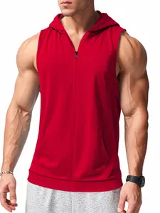 Men's Sleeveless Zipper Hoodie, Loose Fit with Pockets, Workout Top, Fitness Activewear, Muscle Definition, Street Style, Casual Daily Wear, Casual Gym Vests