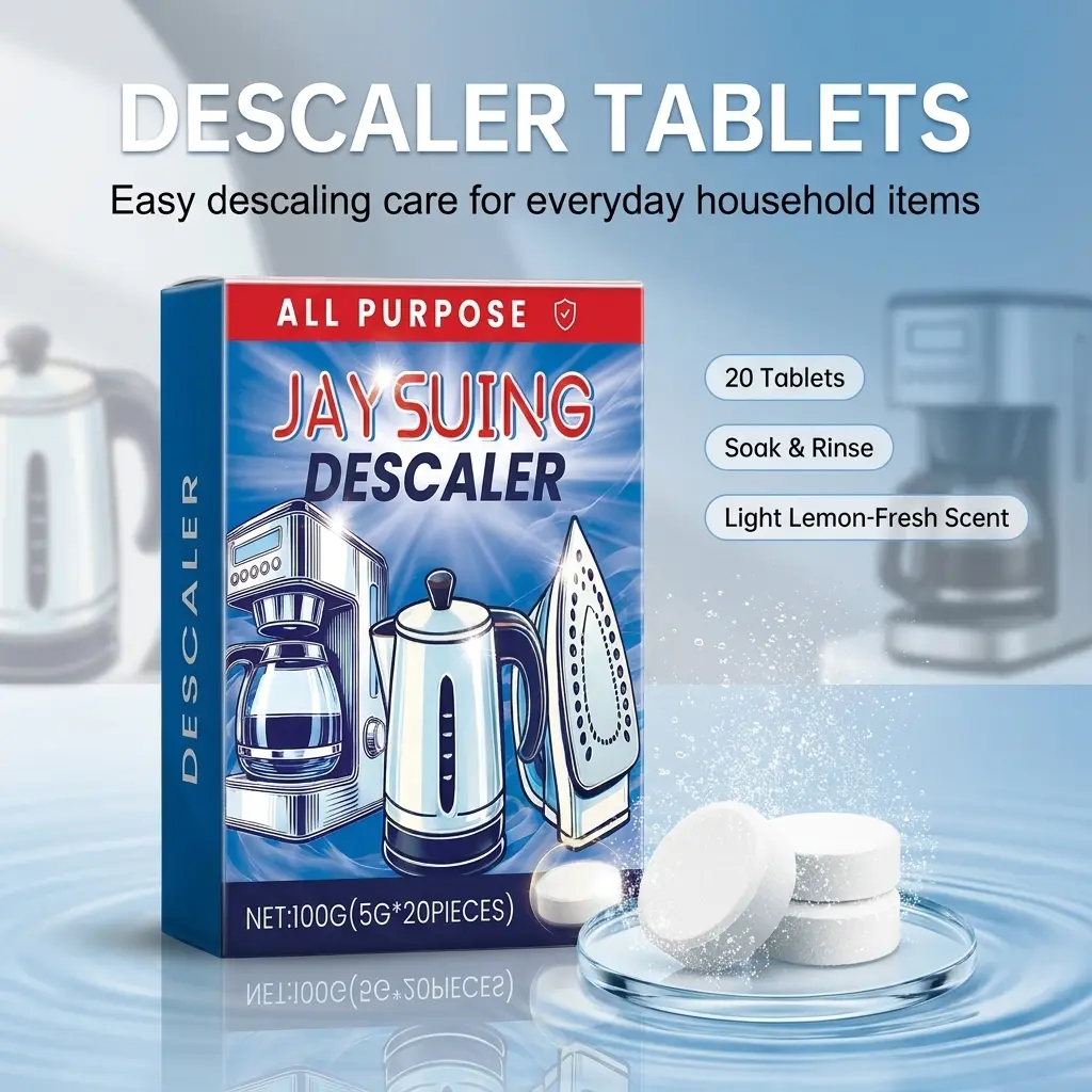 Effervescent Descaling Cleaning Tablets, Household Limescale Remover with Natural Extracts - Dissolve Soak Formula Removes Scale, Hard Water Stains for Bathroom, Kitchen Appliance & Surface Care