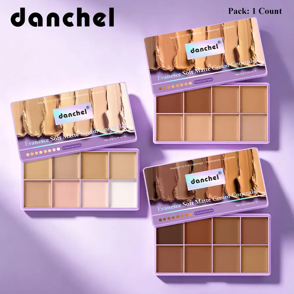 8-Color Matte Finish Concealer Palette, Color-Correcting & Contour Highlighting, Waterproof, Covers Dark Tattoos, Ideal for Daily Commute, Full-Coverage Concealer Cosmetic, Face Makeup Cosmetic