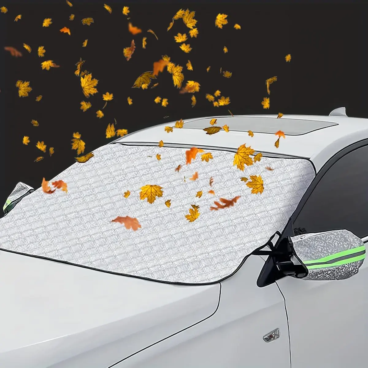 1 set 4-Layer Car Windshield Snow Cover with Magnetic Edges and Side Mirror Cover - Ultimate Winter Frost Protection for Any Weather