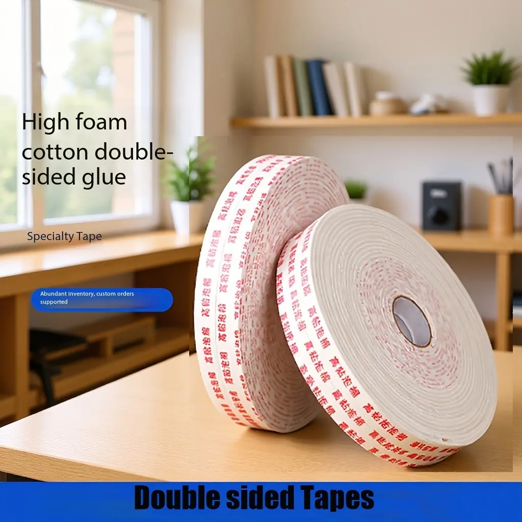 2 Rolls High Adhesive Foam Tape, 10m Long, 1.8cm and 1cm Wide, Dual-Sided Sponge Tape, Sticky Fixing Tape, Durable Double Sided