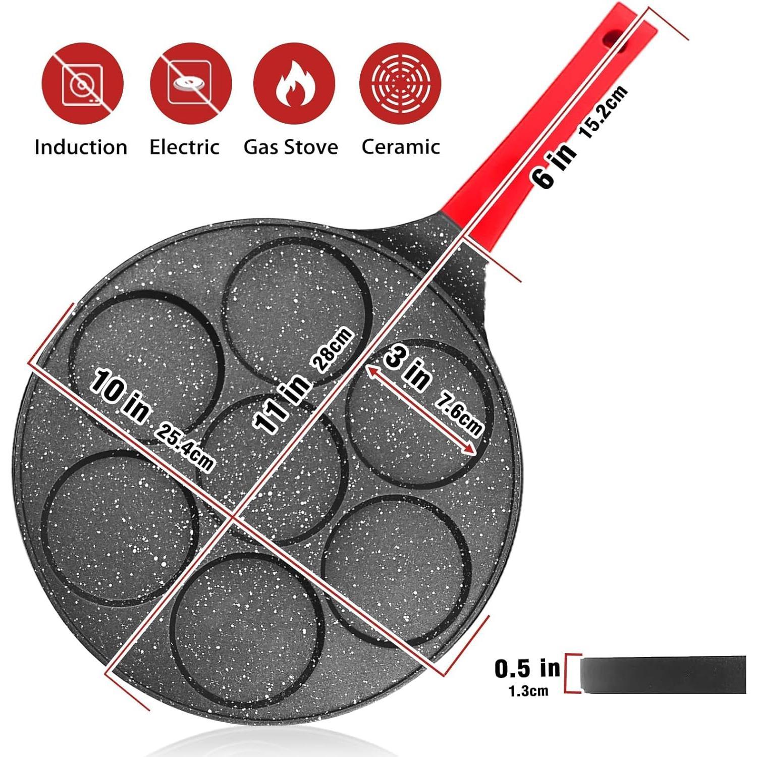 Egg Frying Pan, Pancake Maker, Egg Cooker Pan, Omelet Mini Pancake Pan, Nonstick 7 Egg Skillet  Dollar Pancake Pan Egg Maker