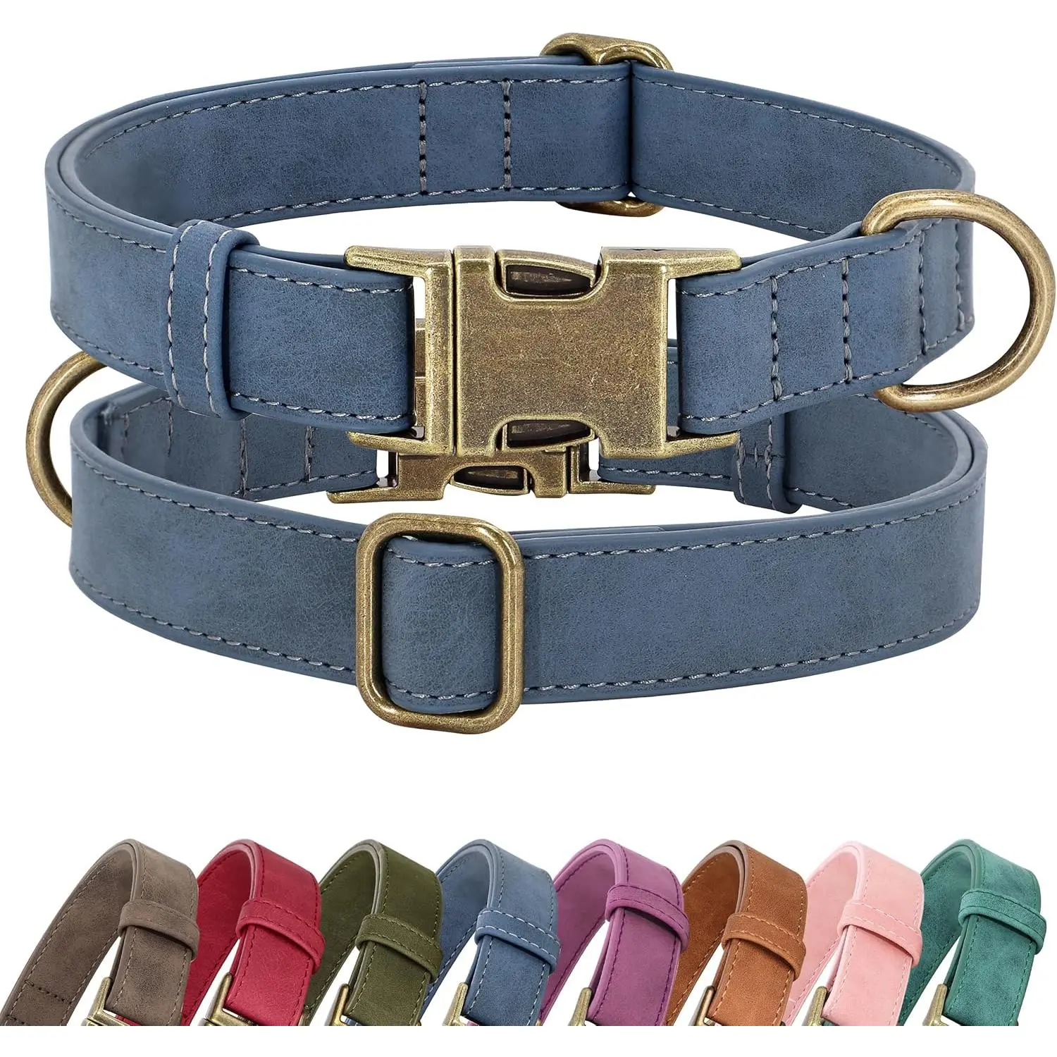 Soft PU Leather Dog Collar - S Size (10-15" Neck) Quick-Release, Easy-Clean, Adjustable, Skin-Friendly Collar for Small Dogs, Ideal for Daily Walking, Birthday Parties, Pet Supplies
