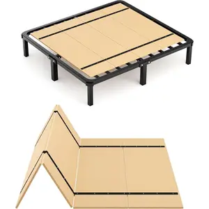 Foldable Box Spring, Bunkie Board, Bed Support Slats, Bed Boards for Under, Queen 64"X58"