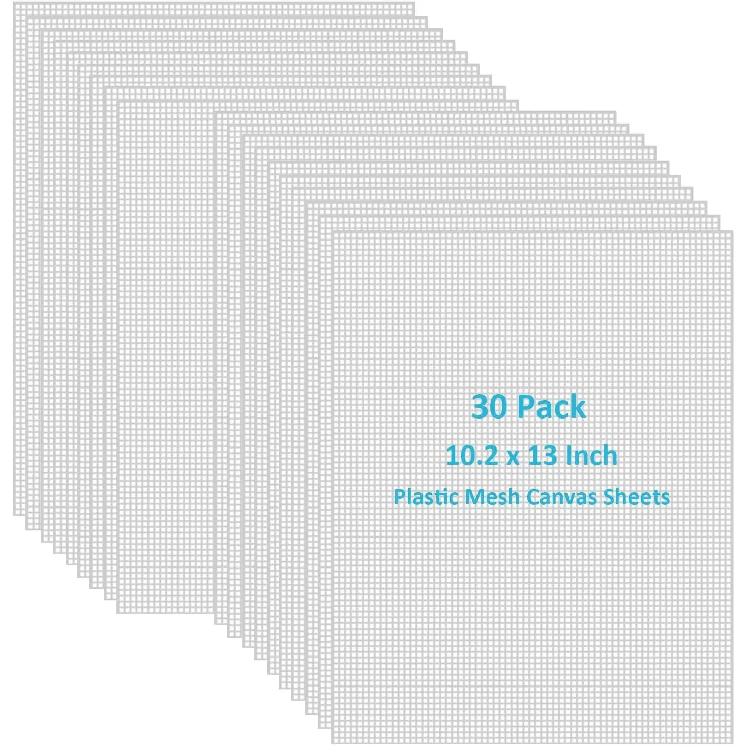 30 Pieces 7 Count Plastic Mesh Canvas Sheets 10.2 x 13 Inch Plastic Canvas Sheets, Plastic Mesh, Eye Mesh for Embroidery Crafting, Acrylic Yarn Crafting, Knit and Crochet DIY Projects