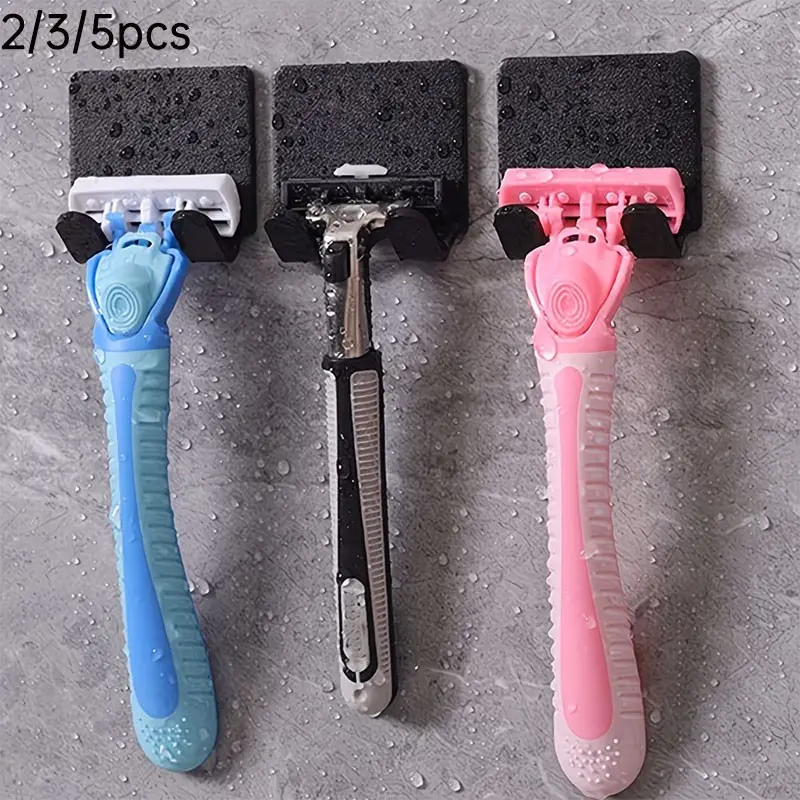 Wall-Mounted Razor Holder Set, Durable Plastic Bathroom Organizer, Ideal Gift for Men, Available in 2/3/5 Pieces, Modern Design