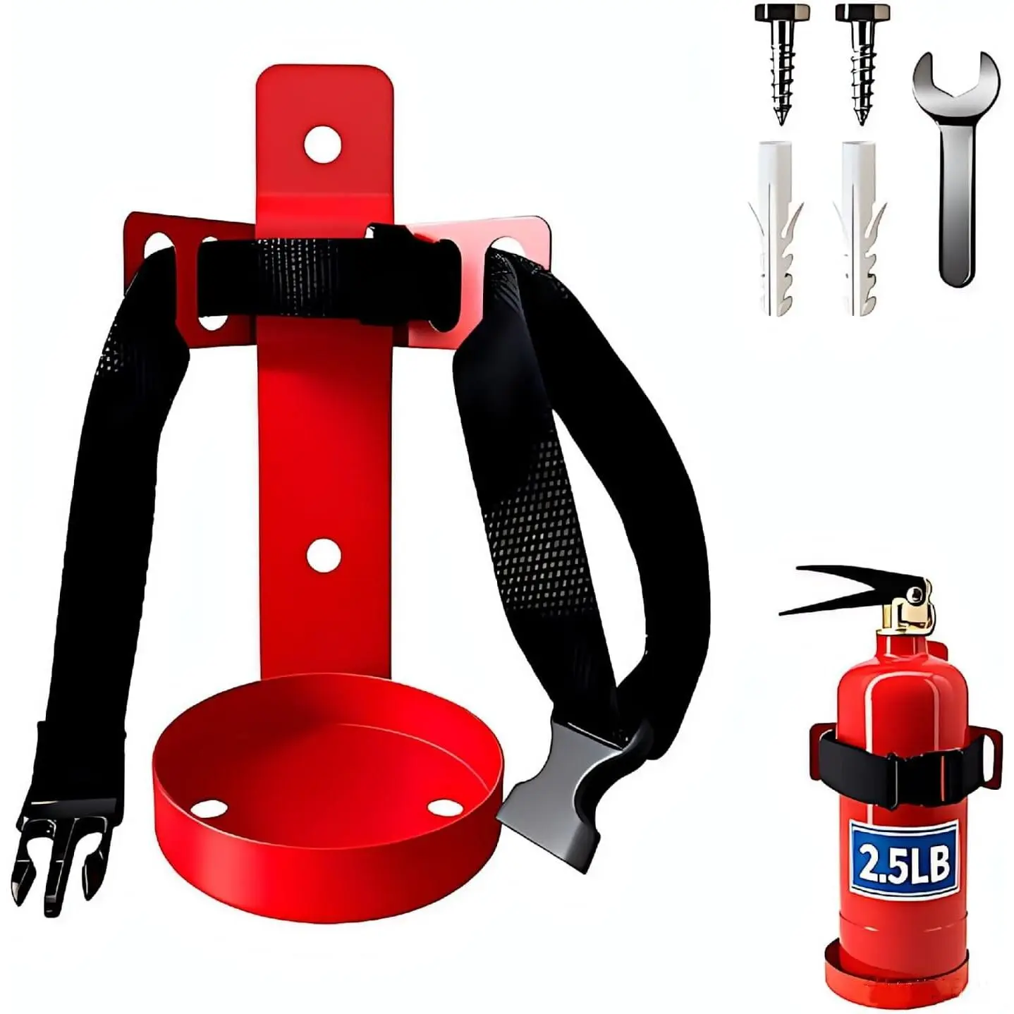 Fire Extinguisher Mount for 2.5LB, Compatible with 2.5 Pound Fire Extinguishers, Wall Mounted Bracket Ideal for Home Car RV Truck