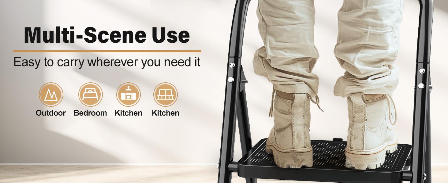 HBTower 2 Step Ladder, Step Stool for Adults,2 Step Ladder Folding Step Stool with Wide Pedal Ergonomic Design