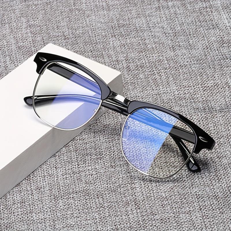 Anti-Blue Light Glasses for Men & Women Lightweight Metal Frame Eye Strain Relief Y2K Minimal Style Computer Glasses for Work Gaming Office Study Daily Use