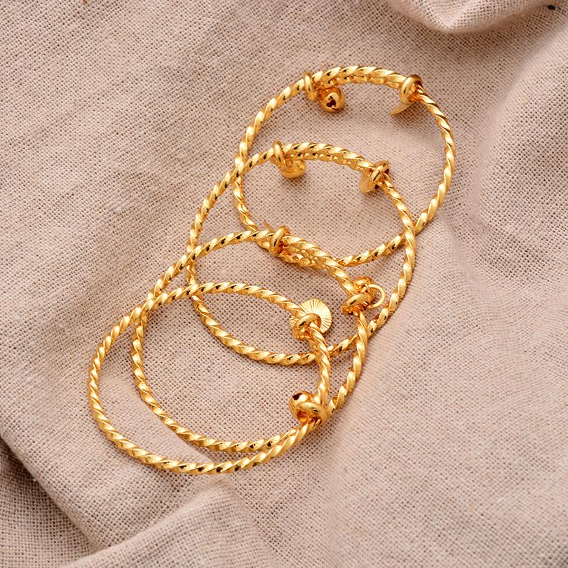 Ethiopian /Arab/African Lucky Bell Baby Kids Children Gold Color Birthday Bangle Bracelet Jewelry Gift