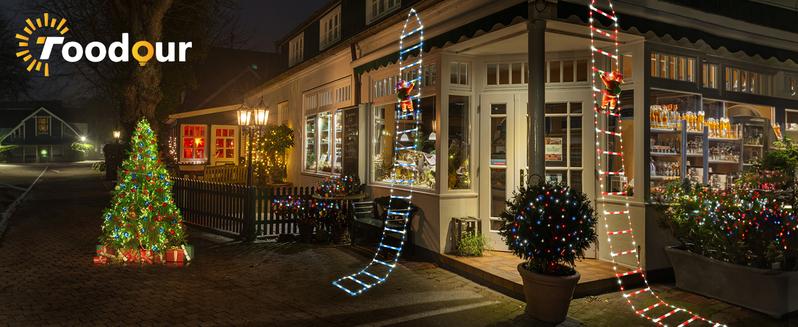 2.5ft/10ft Santa Claus for Staircases (Static Santa Design with Lighted Stairs) It is easy to install and durable, suitable for holiday decoration in indoor and outdoor spaces, gardens, courtyards, etc., and an excellent choice for Christmas gifts